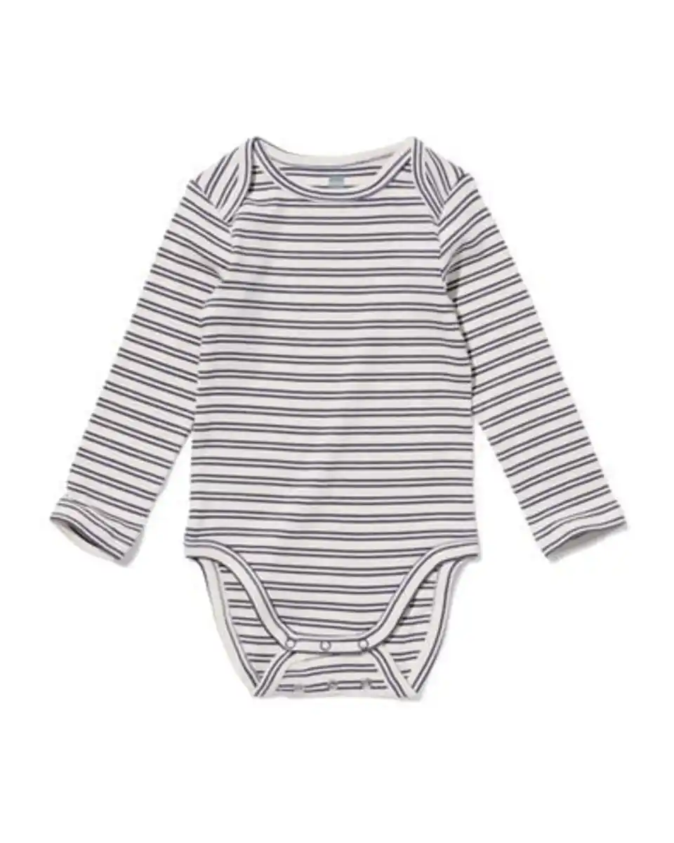 Bild 1 von Mitwachsender Babystrampler LENZING™ ECOVERO™, gerippt, Streifen eierschalenfarben