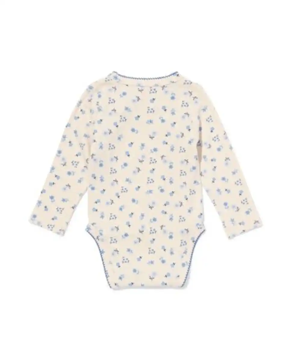 Bild 3 von Baby-Strampler zum Mitwachsen, gerippt, mit Blumen eierschalenfarben