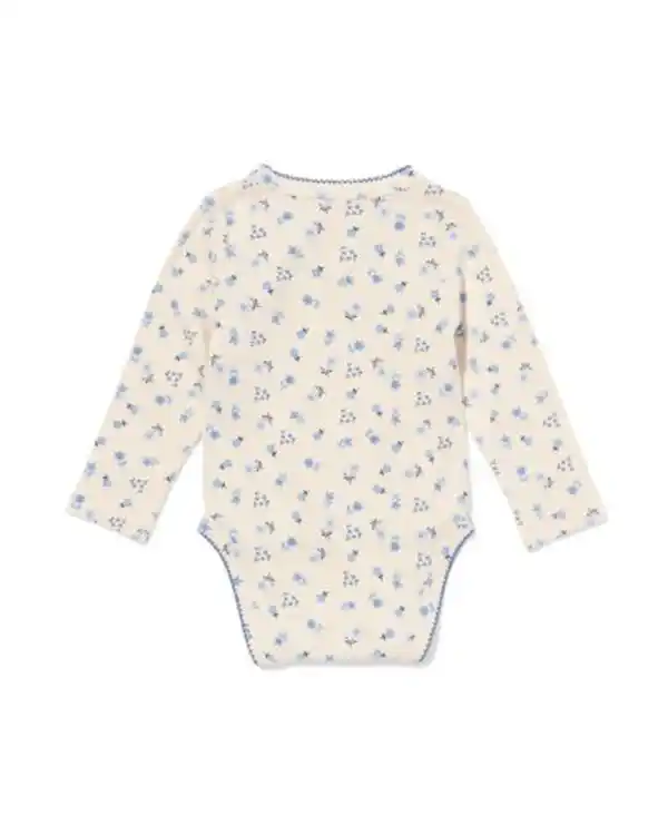 Bild 3 von Baby-Strampler zum Mitwachsen, gerippt, mit Blumen eierschalenfarben