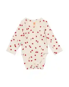 Babystrampler, gerippt, Fruchtmotiv ecru