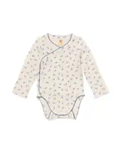 Baby-Strampler zum Mitwachsen, gerippt, mit Blumen eierschalenfarben