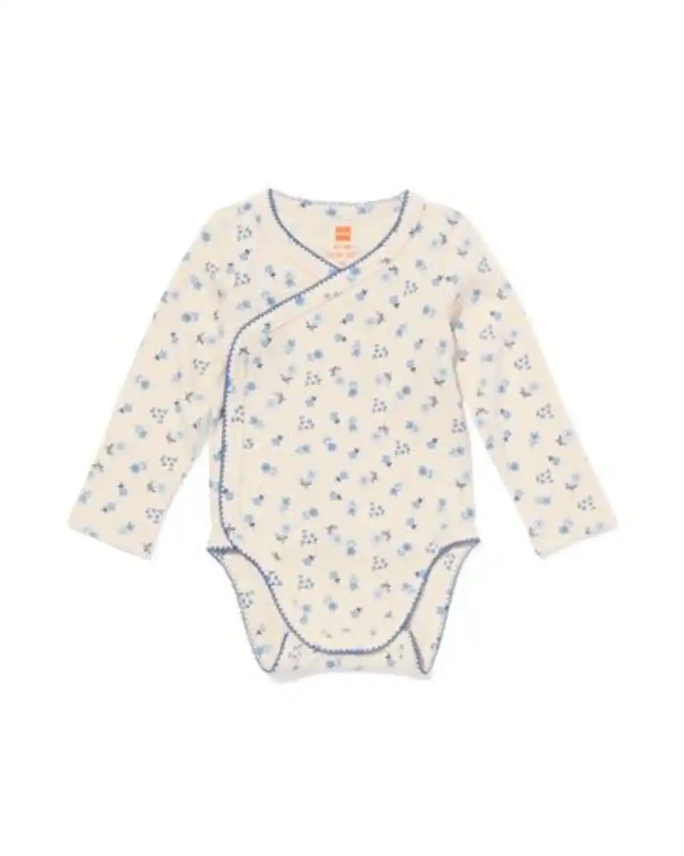 Bild 1 von Baby-Strampler zum Mitwachsen, gerippt, mit Blumen eierschalenfarben