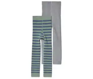 2 Kinder-Frottee-Strickleggings, dunkelgrün