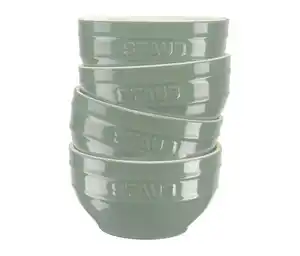 4 STAUB Keramik-Schüsseln, ca. 12 cm, eukalyptus