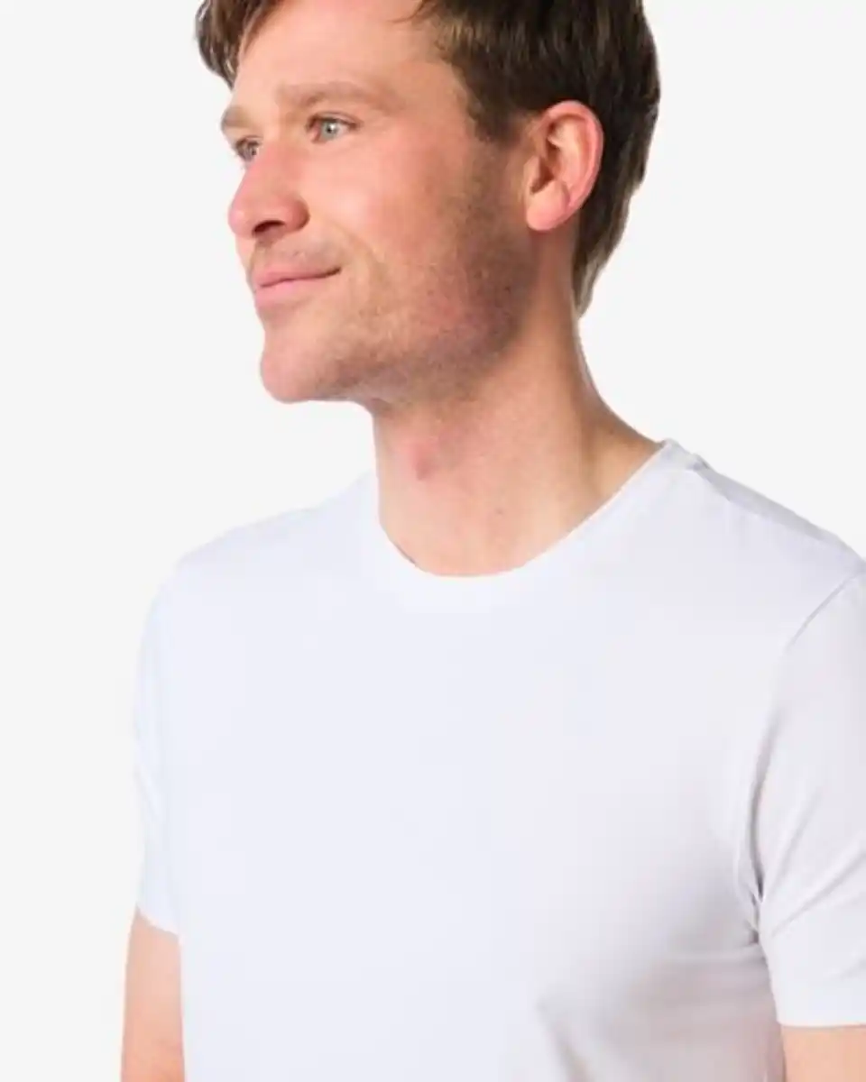 Bild 3 von Herren T-Shirts Slim Fit mit O-Ausschnitt – 2 Stück weiß
