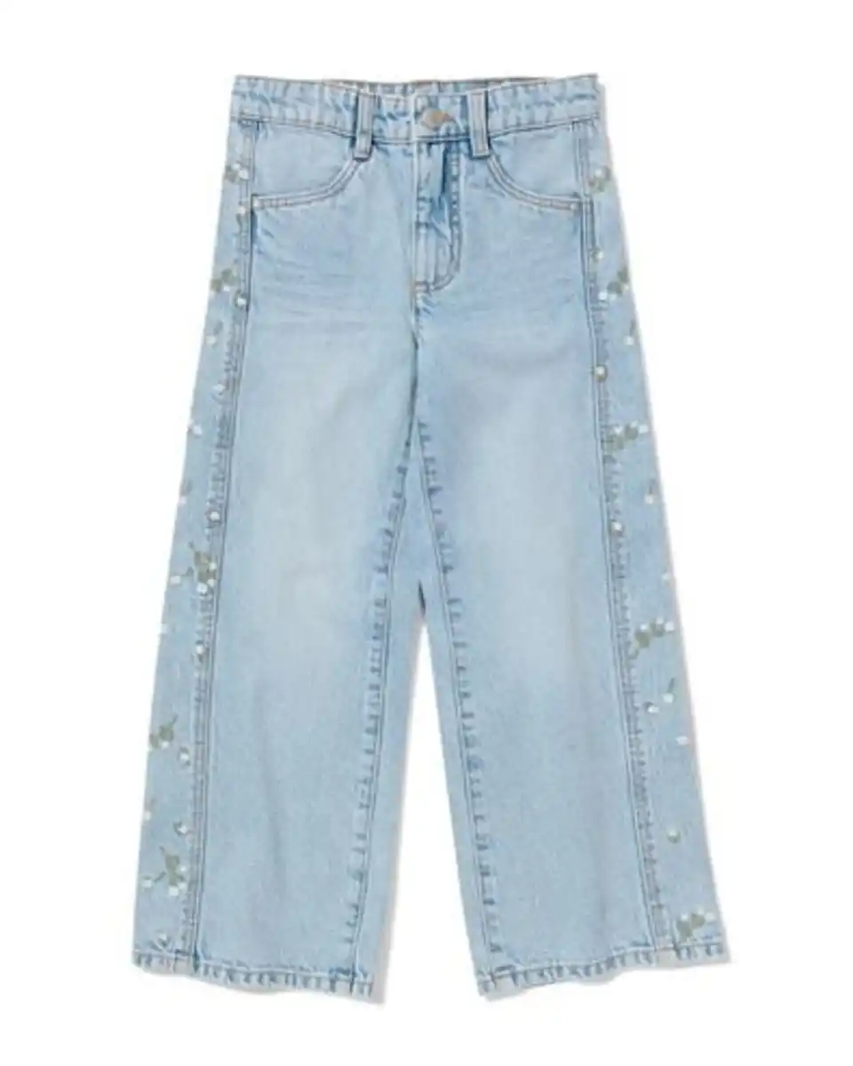 Bild 2 von Kinderjeans, Wide-Fit, Blumen jeansfarben