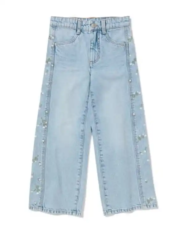 Bild 2 von Kinderjeans, Wide-Fit, Blumen jeansfarben