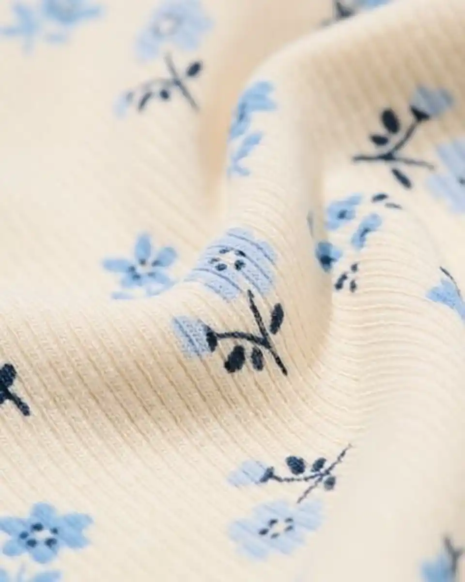 Bild 2 von Baby-Strampler zum Mitwachsen, gerippt, mit Blumen eierschalenfarben