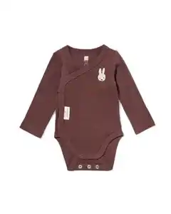 Miffy-Babystrampler zum Mitwachsen mit Rippenstruktur braun