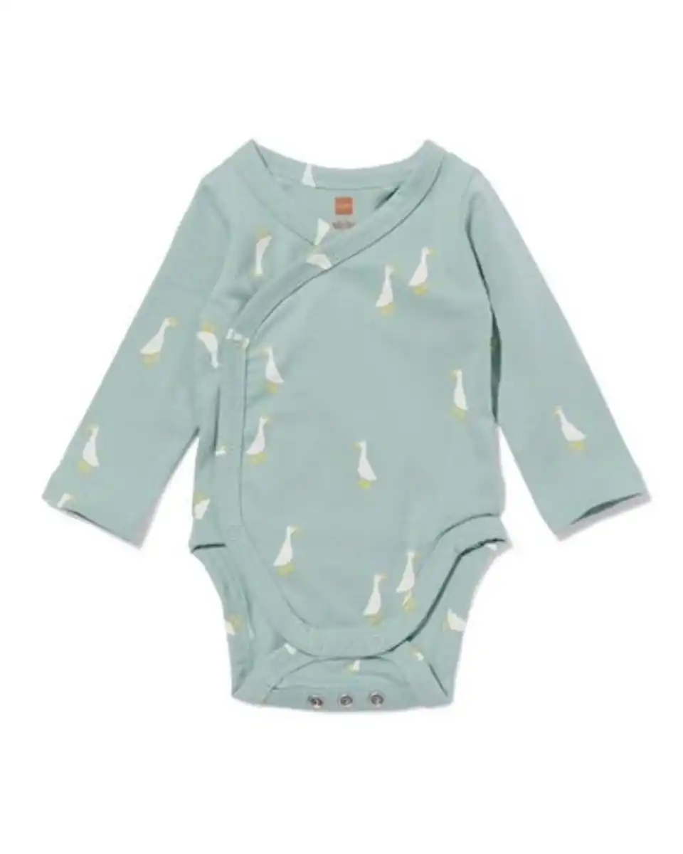 Bild 1 von Baby-Wickelstrampler zum Mitwachsen, Jersey, Gänsemuster hellblau