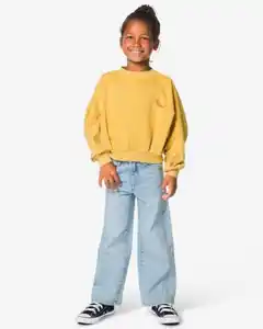 Kinderjeans, Wide-Fit, Blumen jeansfarben