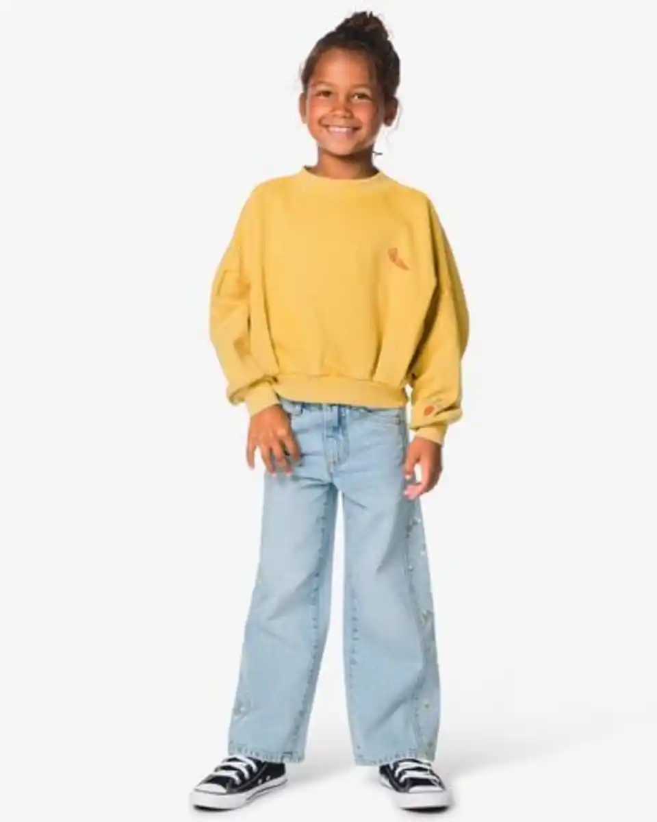 Bild 1 von Kinderjeans, Wide-Fit, Blumen jeansfarben