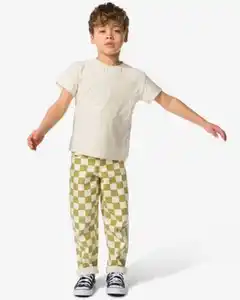 Kinderhose, normale Passform, Blockmuster grün
