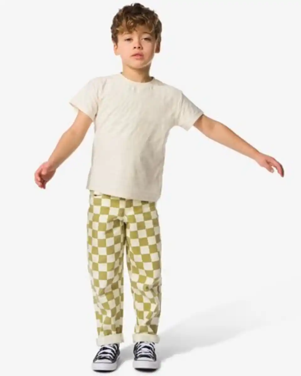 Bild 1 von Kinderhose, normale Passform, Blockmuster grün