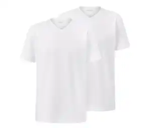 2 T-Shirts mit V-Ausschnitt, weiß
