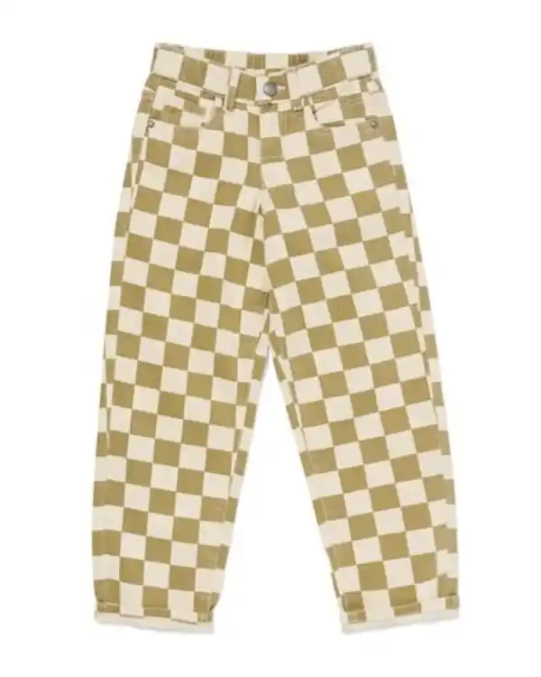Bild 2 von Kinderhose, normale Passform, Blockmuster grün