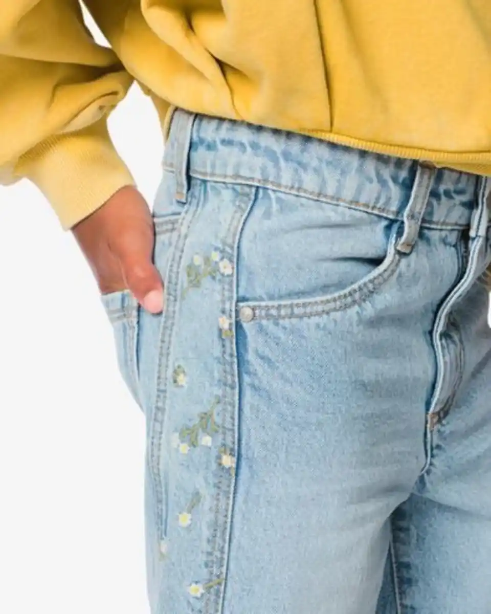 Bild 4 von Kinderjeans, Wide-Fit, Blumen jeansfarben