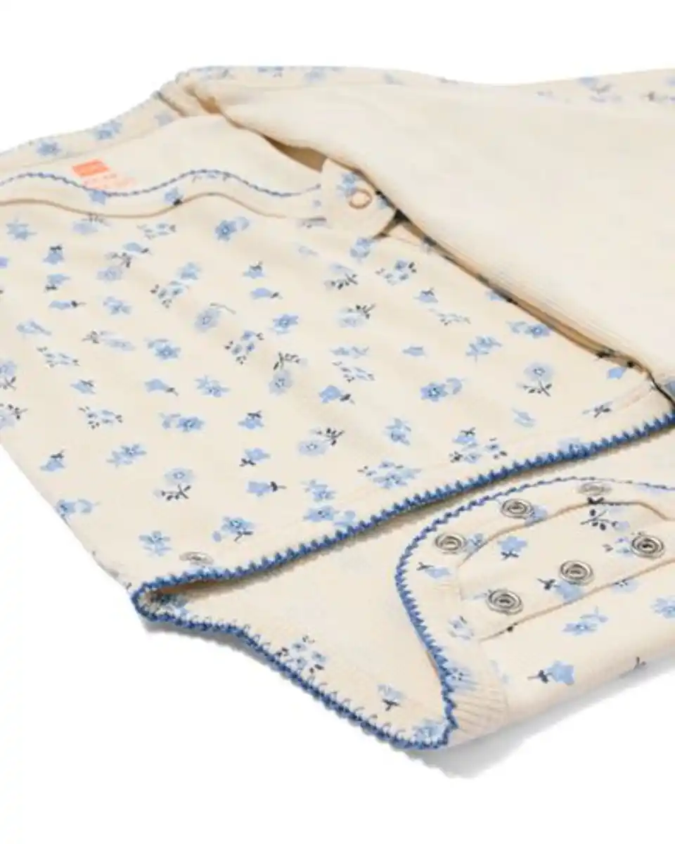 Bild 4 von Baby-Strampler zum Mitwachsen, gerippt, mit Blumen eierschalenfarben