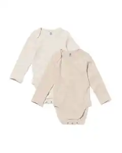 Babystrampler LENZING™ ECOVERO™, gerippt – 2 Stück naturfarben
