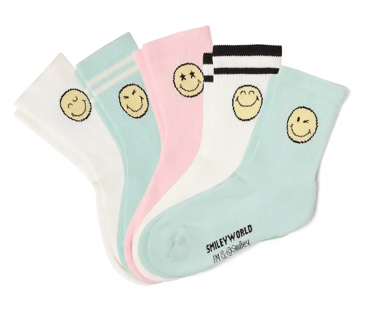 Bild 1 von 5 Paar Kinder-Tennissocken SMILEYWORLD®, weiß/rosa/salbeigrün