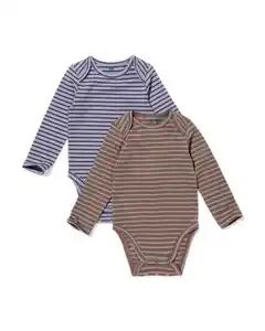 Babystrampler, gerippt, gestreift – 2 Stück braun