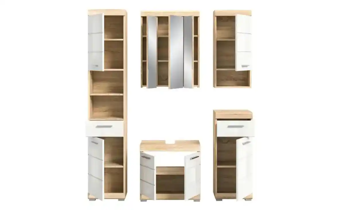 Bild 4 von Badmöbel-Set SCHLOONSEE, 5 teilig, bestehend aus: Hochschrank, WBU, Spiegelschrank, Unterschrank, Hängeschrank Schloonsee