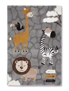 Kinderteppich Zoo in Graun ca. 120x170cm, Grau