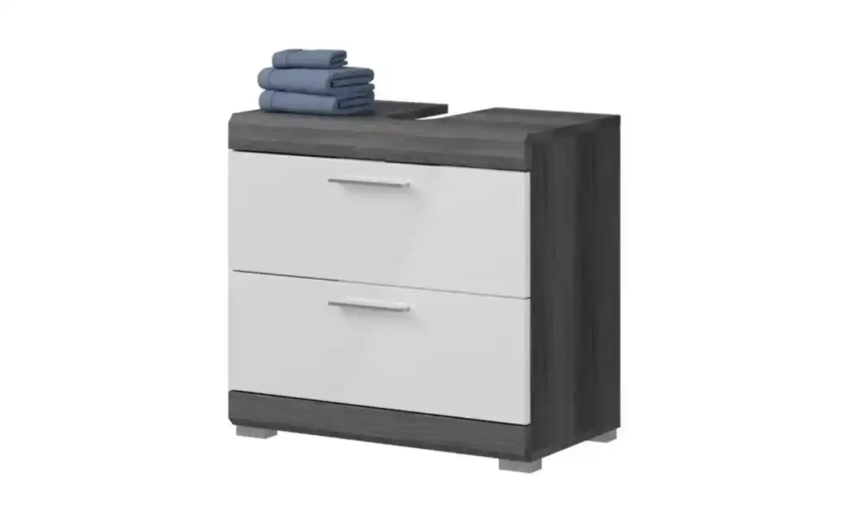 Bild 2 von Waschbeckenunterschrank SCHLOONSEE, Breite 60cm, 2 Schubkästen, mit Siphonausschnitt, MDF-Front, in verschiedenen Farben erhältlich, Badmöbel, Badschrank, Kommode, Bad Schloonsee