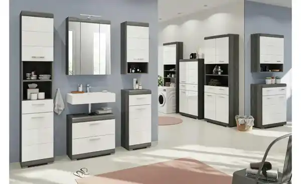 Bild 3 von Hängeschrank SCHLOONSEE, Breite 74cm, 2 Türen, 1 offenes Fächer, MDF-Front, in verschiedenen Farben erhältlich, Badmöbel, Badschrank, Schrank, Bad Schloonsee