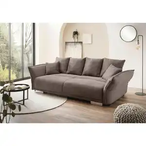 P & B Bigsofa Pera, Graubraun, Kunststoff, 4-Sitzer, Füllung: Schaumstoff, 242x71x90 cm, Made in EU, Rücken echt, Wohnzimmer, Sofas & Couches, Sofas, Bigsofas