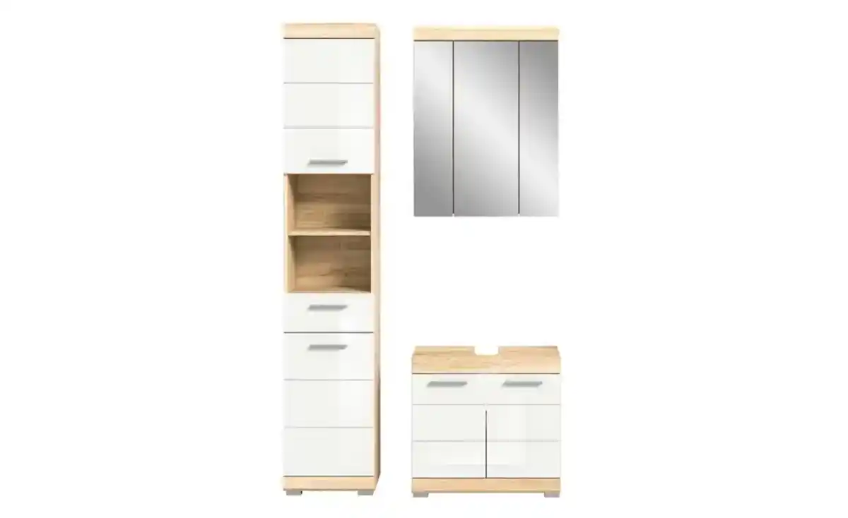 Bild 2 von Badmöbel-Set SCHLOONSEE, 3 teilig, bestehend aus: Hochschrank, Waschbeckenunterschrank, Spiegelschrank Schloonsee