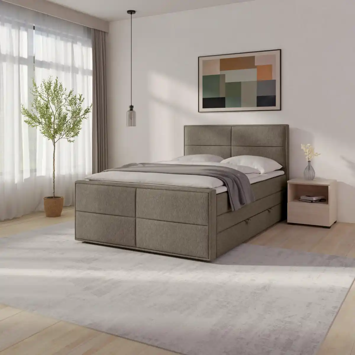Bild 1 von Livetastic Boxspringbett, Beige, Holz, Metall, Kunststoff, Textil, Birke, Buche,Birke, Buche, Hartholz, H2, 7-Zonen, Höhe ca. 16 cm, 120x200 cm, Federkernmatratze, Stoffauswahl, in verschiedenen Gr