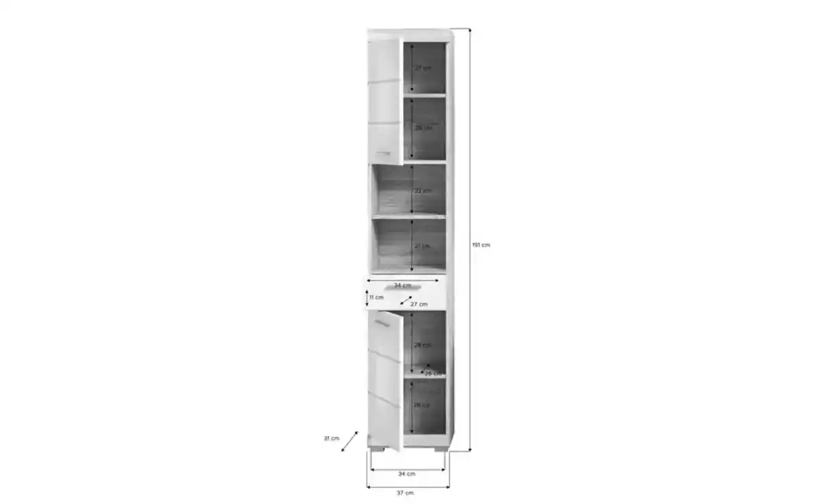 Bild 3 von Badmöbel-Set SCHLOONSEE, 3 teilig, bestehend aus: Hochschrank, Waschbeckenunterschrank, Spiegelschrank Schloonsee