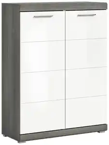 Schuhschrank Scout Weiß/Grau, Dunkelgrau, Weiß Hochglanz