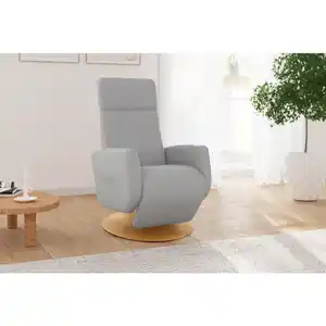 Sit & More Relaxsessel Rochelle E, Hellgrau, Holz, Eiche, 71x110x82 cm, Goldenes M, Oeko-Tex® Standard 100, Made in Europe, DGM-Klimapakt, Sitzfläche 360° drehbar, gepolsterte Armlehnen, Wohnzimme