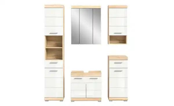 Bild 2 von Badmöbel-Set SCHLOONSEE, 5 teilig, bestehend aus: Hochschrank, WBU, Spiegelschrank, Unterschrank, Hängeschrank Schloonsee