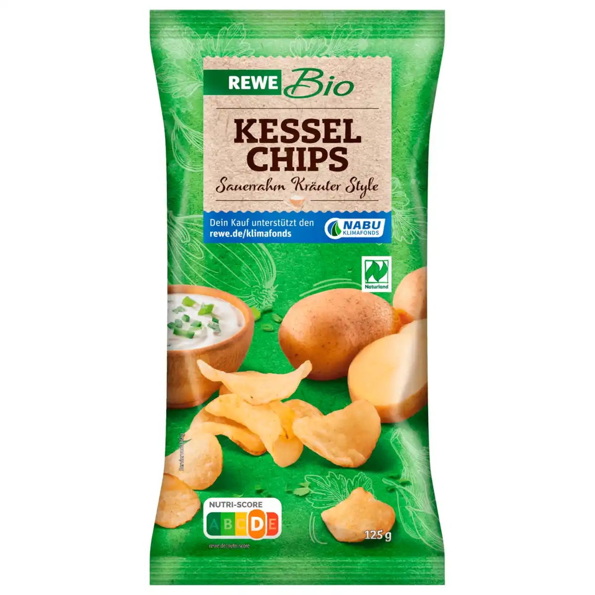 Bild 1 von REWE Bio Kesselchips Sauerrahm Kräuter Style 125g