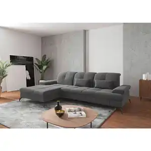 Sit & More Ecksofa, Grau, Metall, 4,5-Sitzer, Ottomane links, L-Form, 279x185 cm, Goldenes M, Oeko-Tex® Standard 100, Made in Europe, DGM-Klimapakt, Rücken echt, Armteil links, rechts, Wohnzimmer,