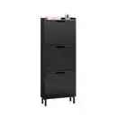 Bild 1 von SoBuy Schuhschrank, Schwarz, Holzwerkstoff, Metall, 50x130x19 cm, Garderobe, Schuhaufbewahrung, Schuhkipper