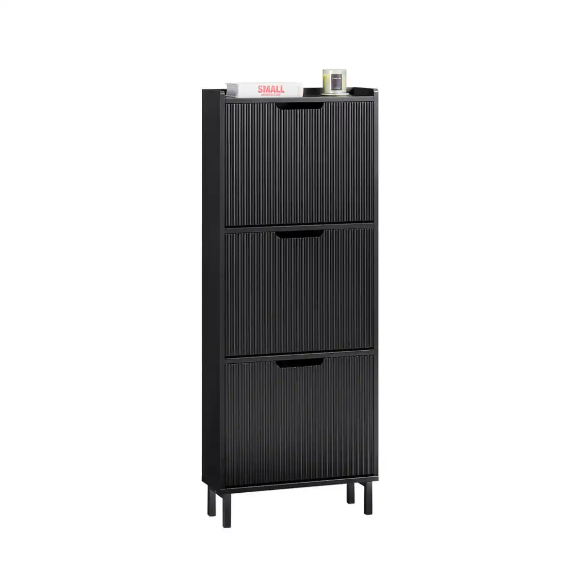 Bild 1 von SoBuy Schuhschrank, Schwarz, Holzwerkstoff, Metall, 50x130x19 cm, Garderobe, Schuhaufbewahrung, Schuhkipper