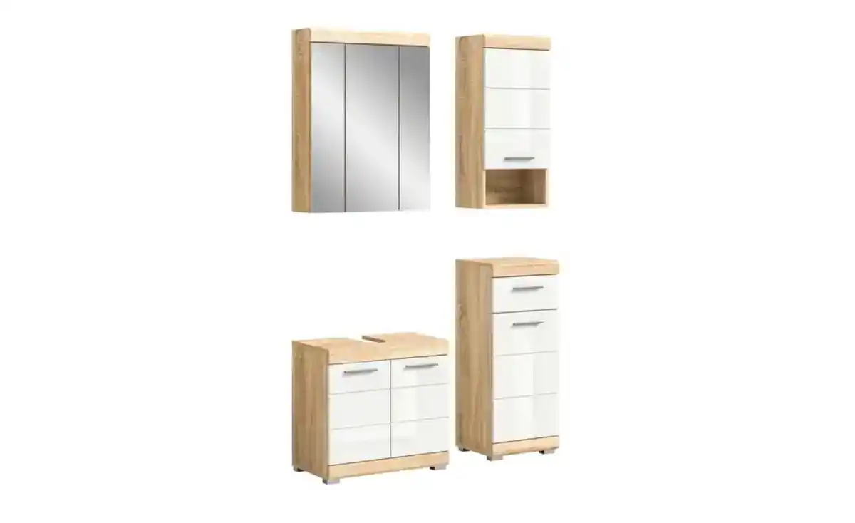 Bild 2 von Badmöbel-Set SCHLOONSEE, 4 teilig, bestehend aus: Waschbeckenunterschrank, Spiegelschrank, Unterschrank, Hängeschrank Schloonsee
