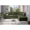 Bild 1 von P & B Eckschlafsofa Alvito, Grün, Holz, Buche, Uni, 4-Sitzer, Füllung: Schaumstoff, 298x202 cm, Made in EU, Rücken echt, Armteil links, Wohnzimmer, Sofas & Couches, Wohnlandschaften