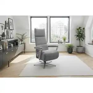 Sit & More Relaxsessel TV Vario Comfort E L3, Grau, Metall, 70x128x85 cm, Goldenes M, Oeko-Tex® Standard 100, Made in Europe, DGM-Klimapakt, Liegefunktion, Herz-Waage-Funktion, Sitzfläche 360° dre