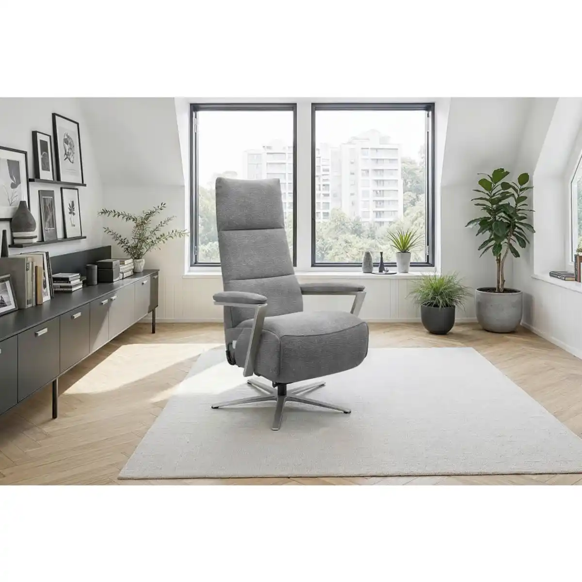 Bild 1 von Sit & More Relaxsessel TV Vario Comfort E L3, Grau, Metall, 70x128x85 cm, Goldenes M, Oeko-Tex® Standard 100, Made in Europe, DGM-Klimapakt, Liegefunktion, Herz-Waage-Funktion, Sitzfläche 360° dre