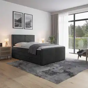 Livetastic Boxspringbett, Schwarz, Holz, Metall, Kunststoff, Textil, Birke, Buche,Birke, Buche, H2, 7-Zonen, Höhe ca. 16 cm, 120x200 cm, Federkernmatratze, Stoffauswahl, in verschiedenen Größen er