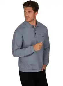 Trigema Sweatshirt TRIGEMA Langarm Polo aus Sweat-Qualität