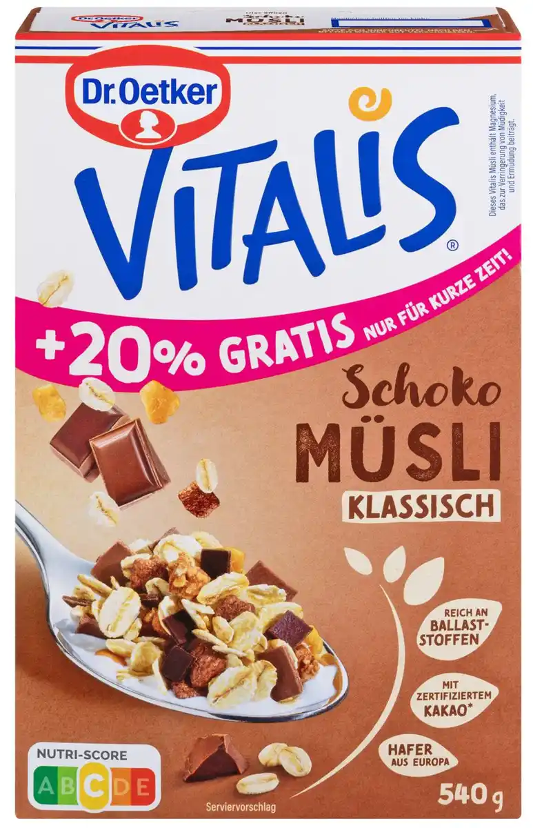 Bild 1 von DR. OETKER Vitalis Müsli, 516 - 720-g-Packg.
