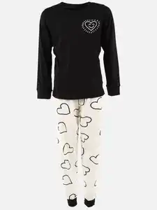 Mädchen Pyjama mit Herzen Schwarz