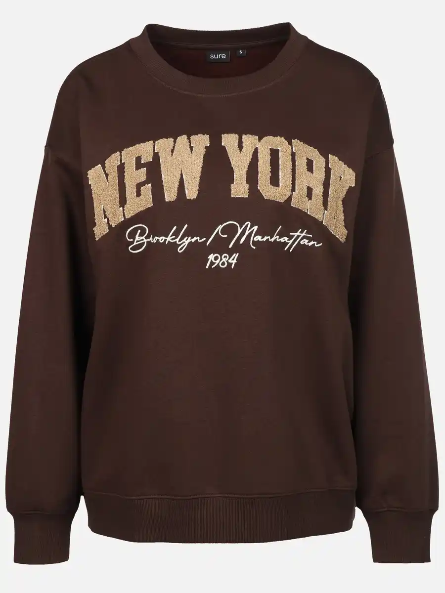 Bild 1 von Damen Sweatshirt mit Stickerei Motiv Braun
