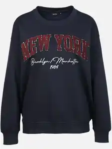 Damen Sweatshirt mit Stickerei Motiv Marine